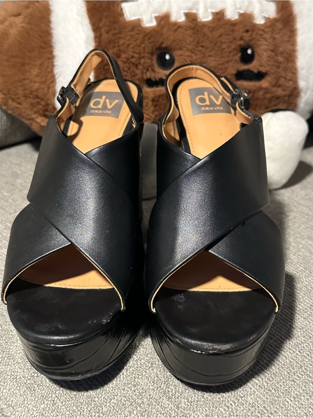 Dolce Vita Black Cypress Crisscross Platform Slingbacks - Picture 4 of 9